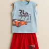 Sky Blue T-Shirt And Red Half Pant With Car Logo With the Title Run Marathon